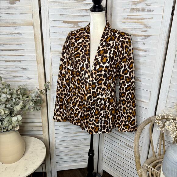 J. CREW Women's Size 8 Linen Parke Blazer Jacket Animal Print Cheetah Leopard - Picture 6 of 16